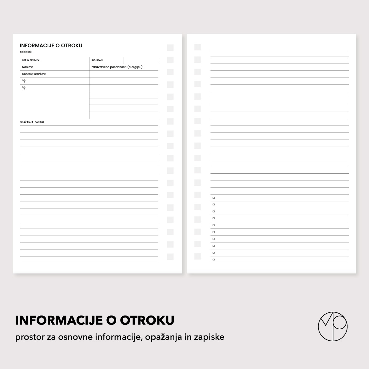 Informacije o učencu/ki (brez redovalnice)