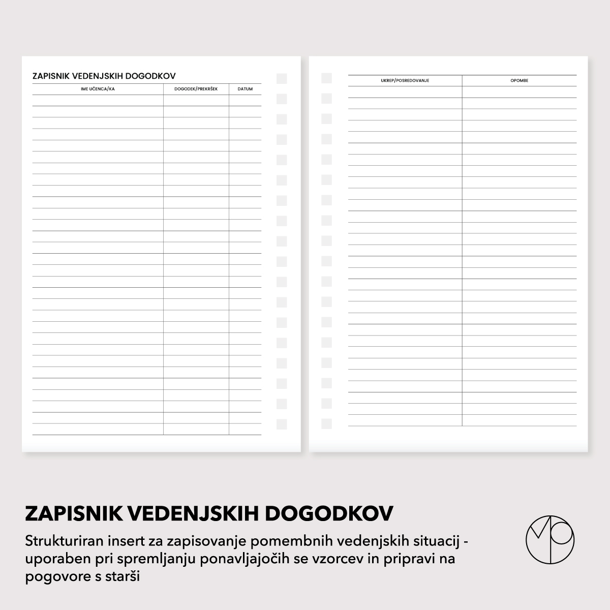 Zapisnik vedenjskih dogodkov